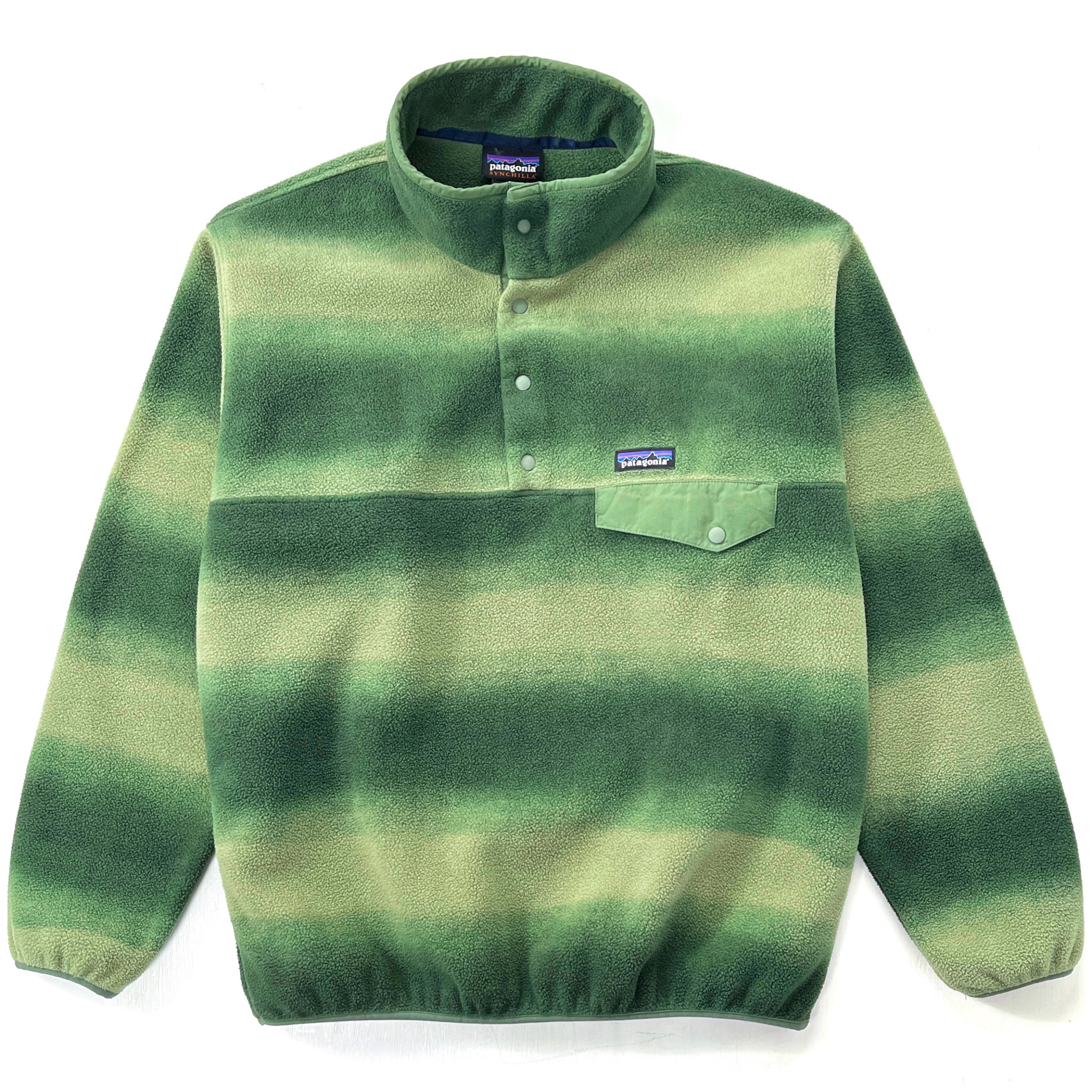 2015 Patagonia Printed Synchilla Snap-T Pullover, Hand Dipped: Camp Green (L)