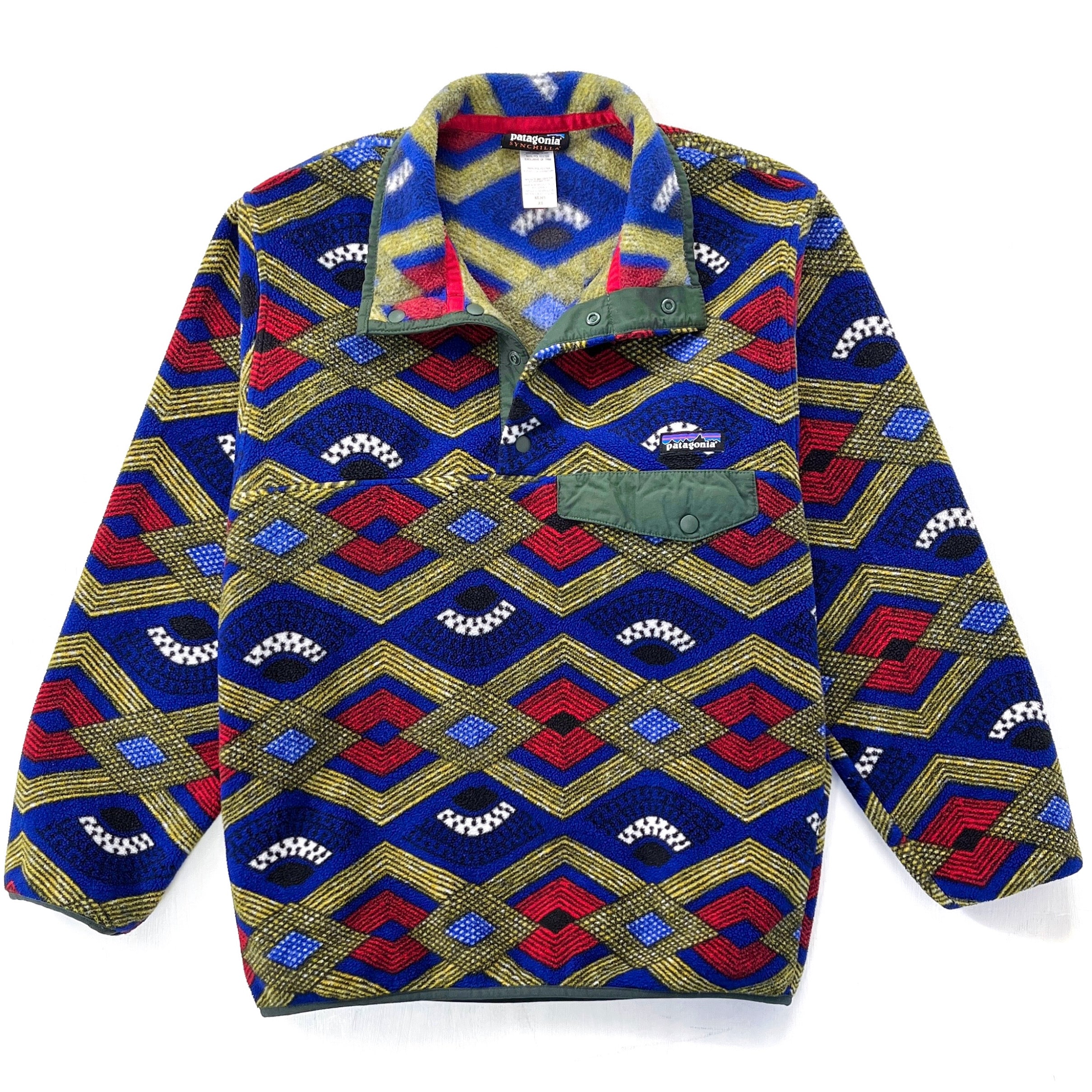 2014 Patagonia Printed Synchilla Snap-T Pullover, Slowfoot: Cobalt Blue (XS)