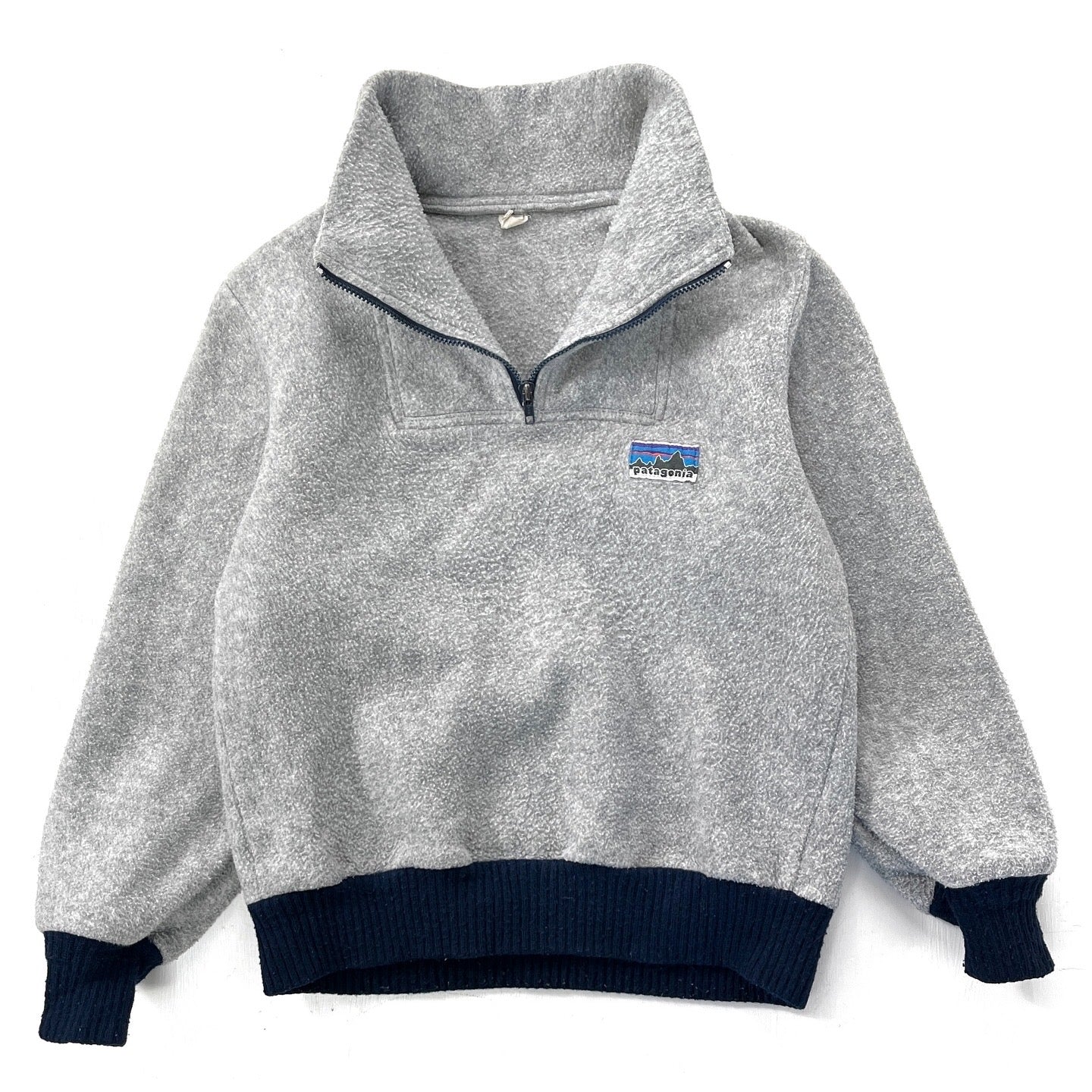 1982 Patagonia Bunting Half-Zip Fleece Sweater, Grey & Navy (S/M)