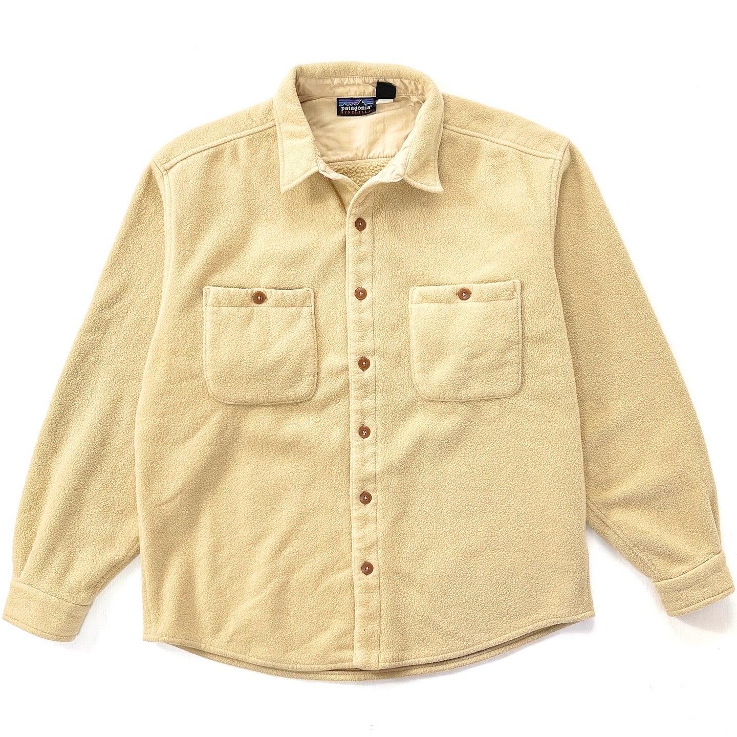 1996 Patagonia Made In The U.S.A. Synchilla Fleece Shearling Overshirt, Maize (M/L)