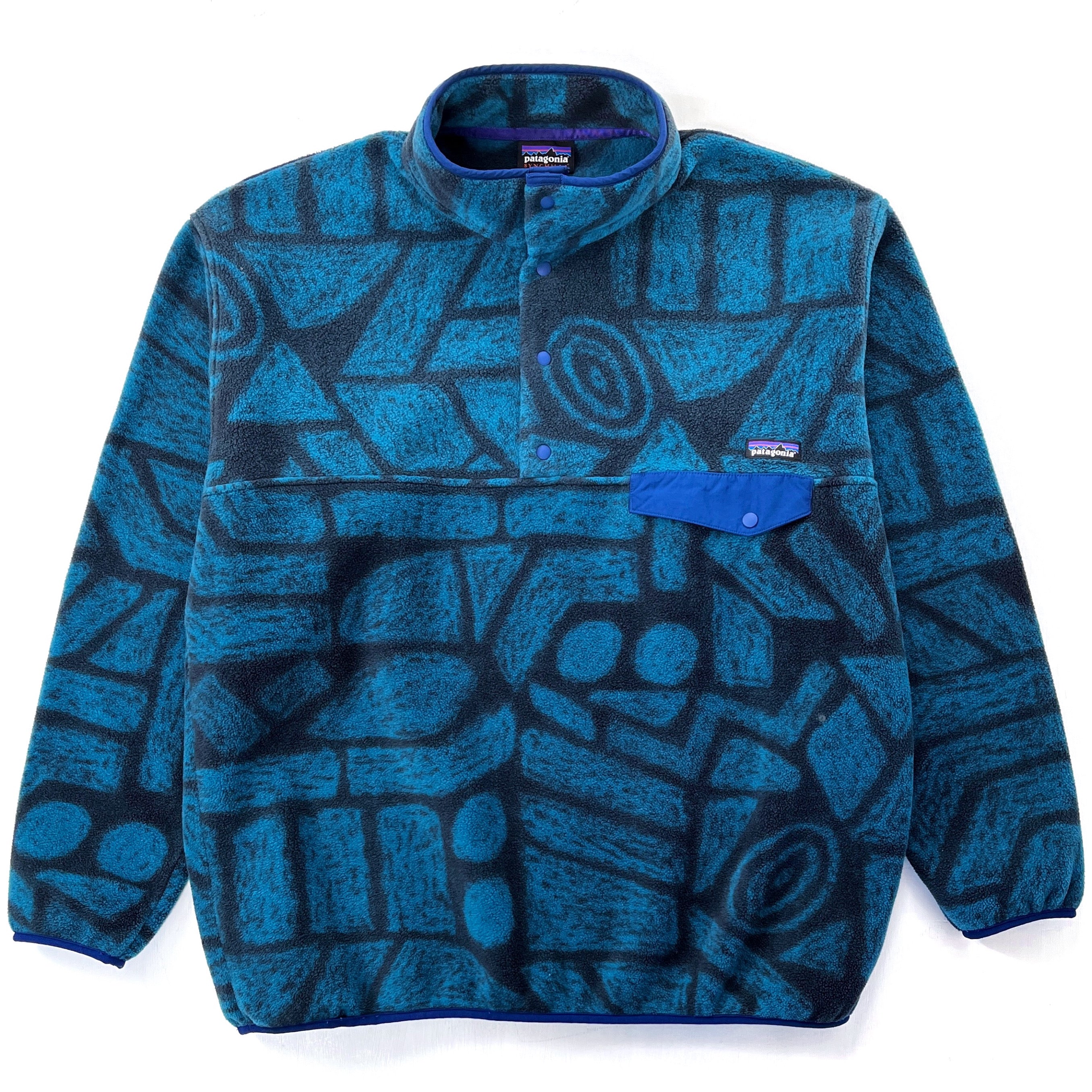 2015 Patagonia Printed Synchilla Snap-T Pullover, Shale: Navy Blue (XXL)