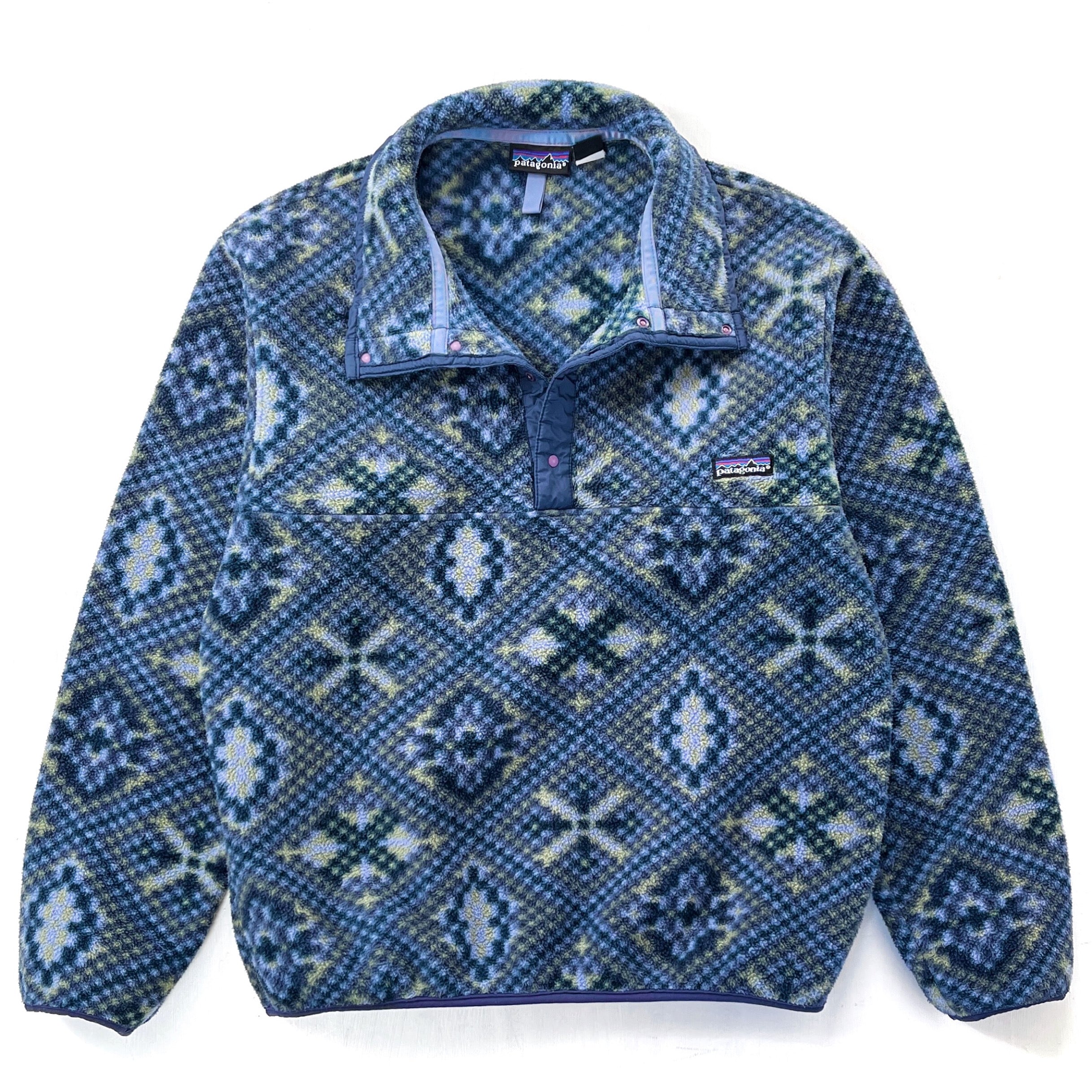 1992 Patagonia Printed Synchilla Snap-T Pullover, Mosaic: Seaweed (L)