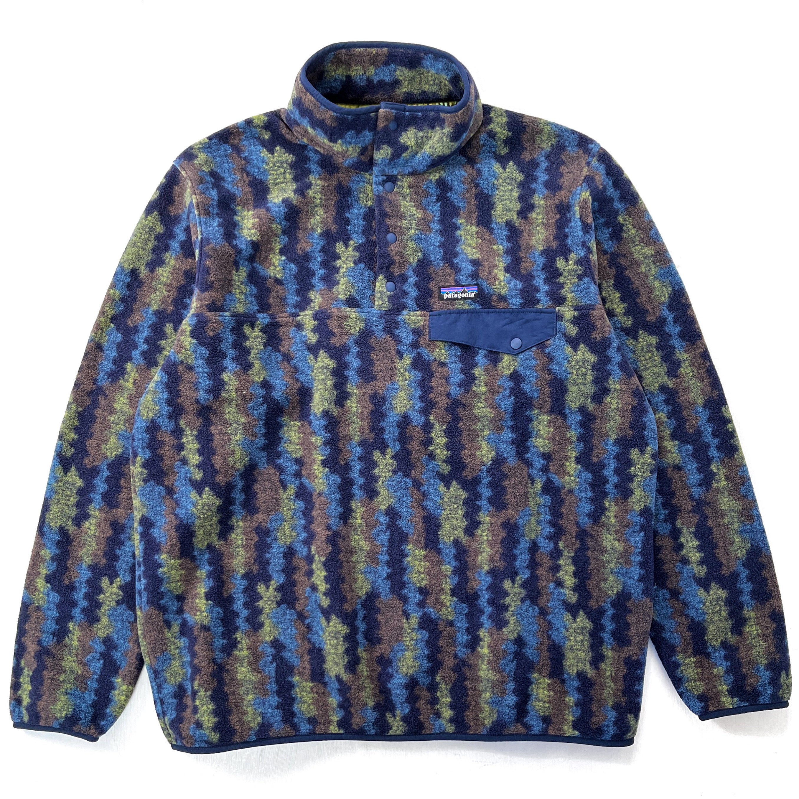 2022 Patagonia Printed Synchilla Snap-T Pullover, Climbing Trees Ikat: Navy (XL)