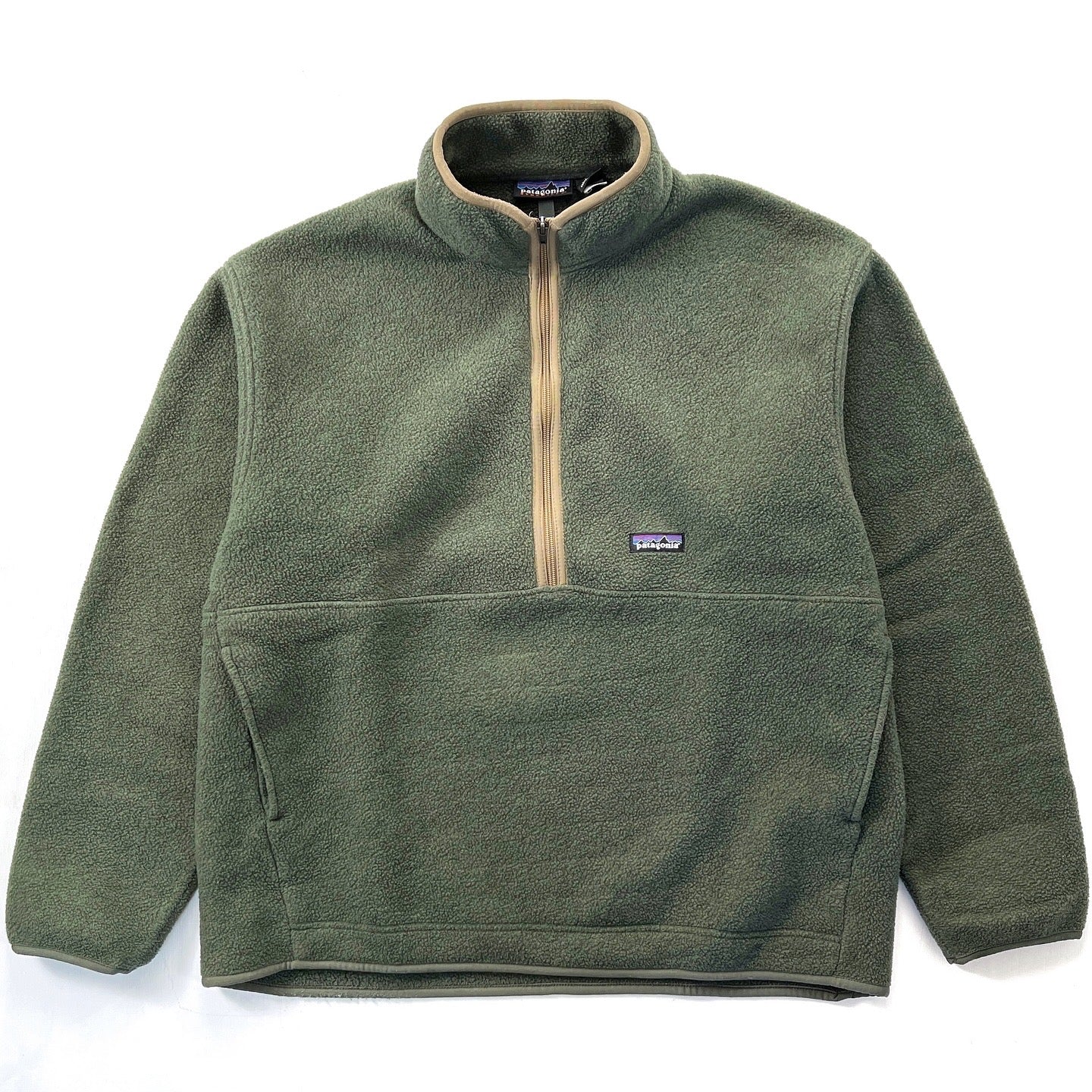 2002 Patagonia Synchilla Marsupial Pullover, Eucalyptus & Retro Khaki (XL)