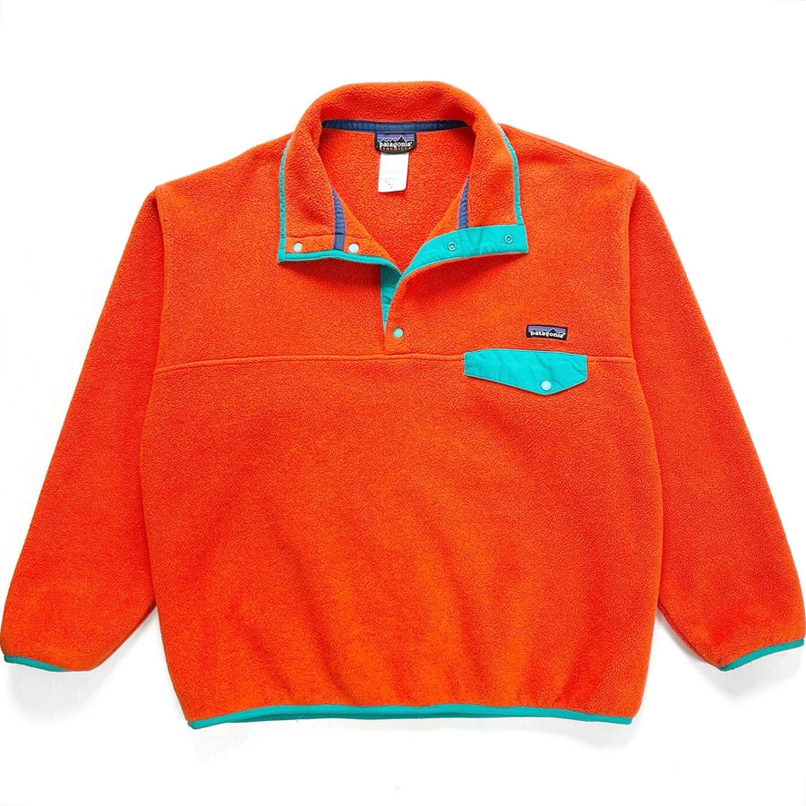 2011 Patagonia Synchilla Snap-T Fleece Pullover, Orange & Aqua (XL)