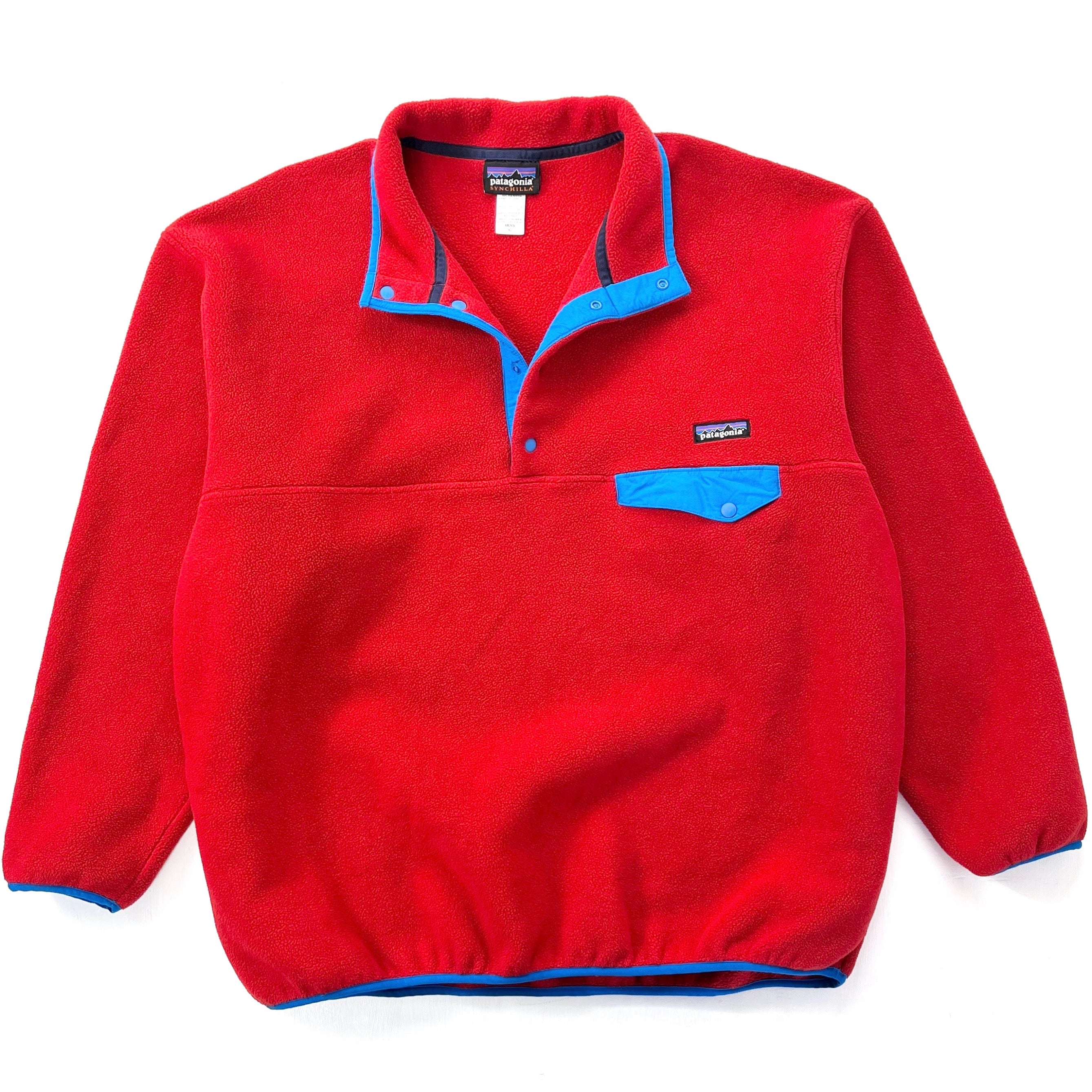 2014 Patagonia Synchilla Snap-T Fleece Pullover, Bright Red & Blue (XL/XXL)