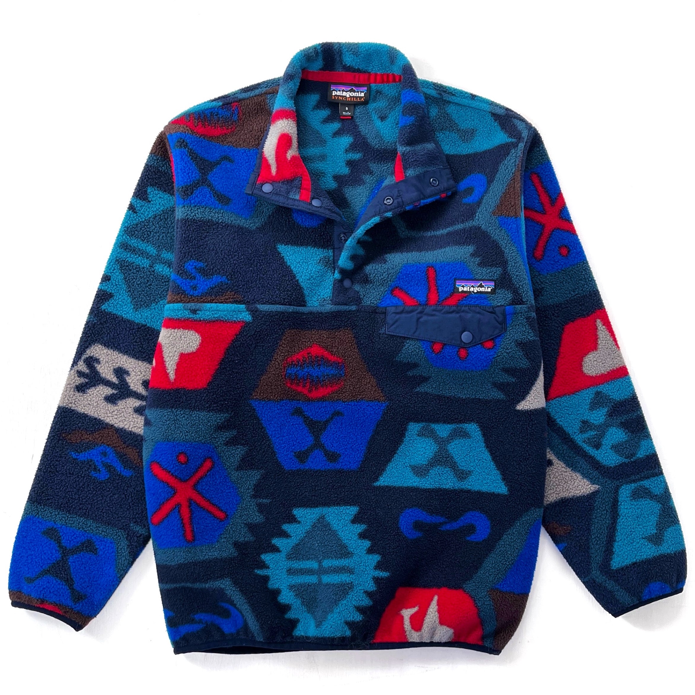 2015 Patagonia Printed Synchilla Snap-T Pullover, Cave: Underwater Blue (S)