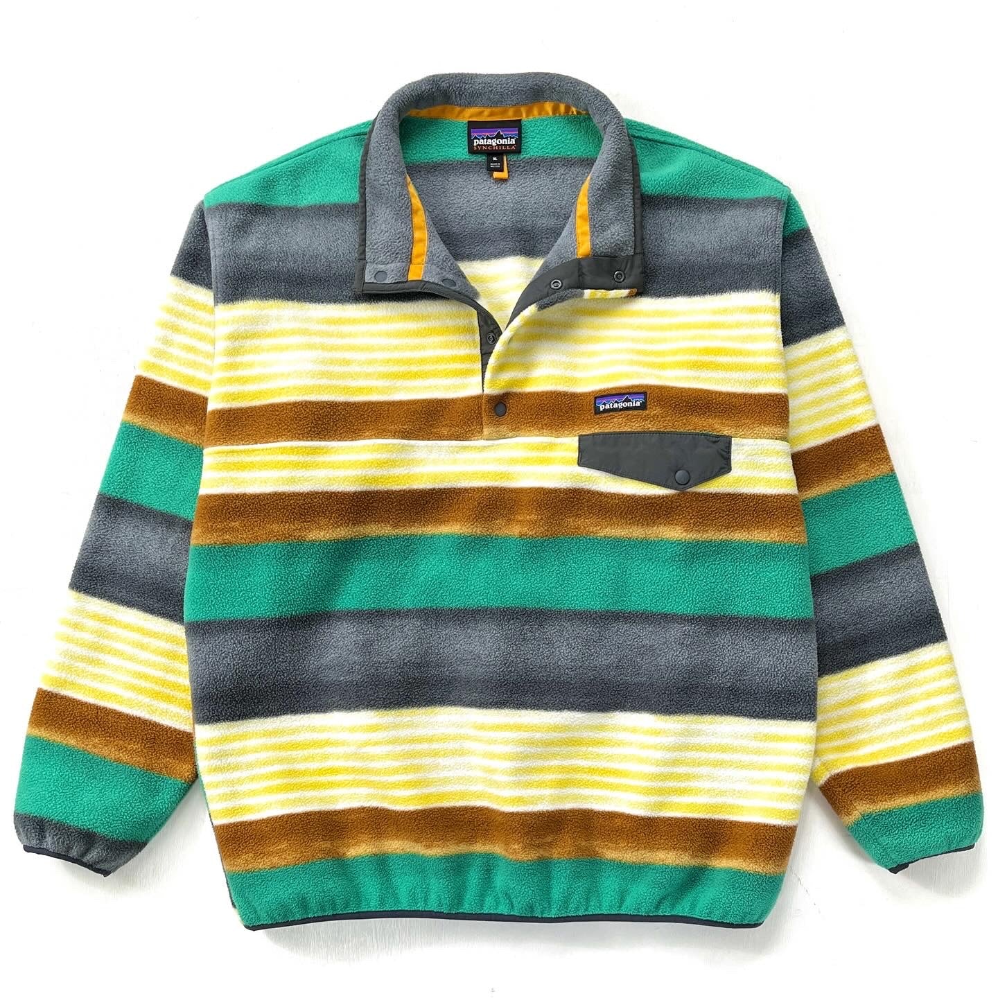 2016 Patagonia Printed Synchilla Snap-T, Painted Fitz Stripe (XL)