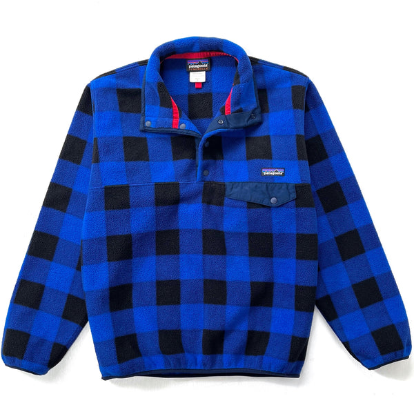2014 Patagonia Printed Synchilla Snap-T Pullover, Fuzzy Plaid: Andes Blue (S)