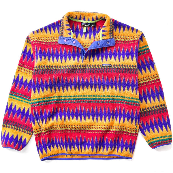1997 Patagonia Made In The U.S.A. Printed Synchilla Snap-T, Minnehaha: Flame (L)