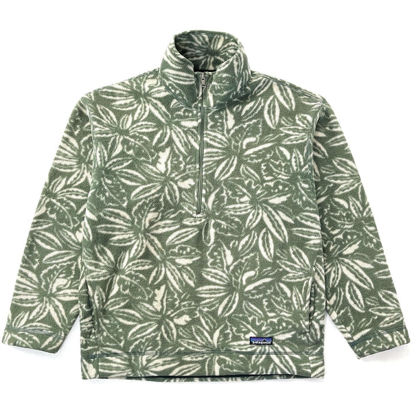 1995 Patagonia Made In The U.S.A. Printed Synchilla Sweater, Tropical: Green (S)