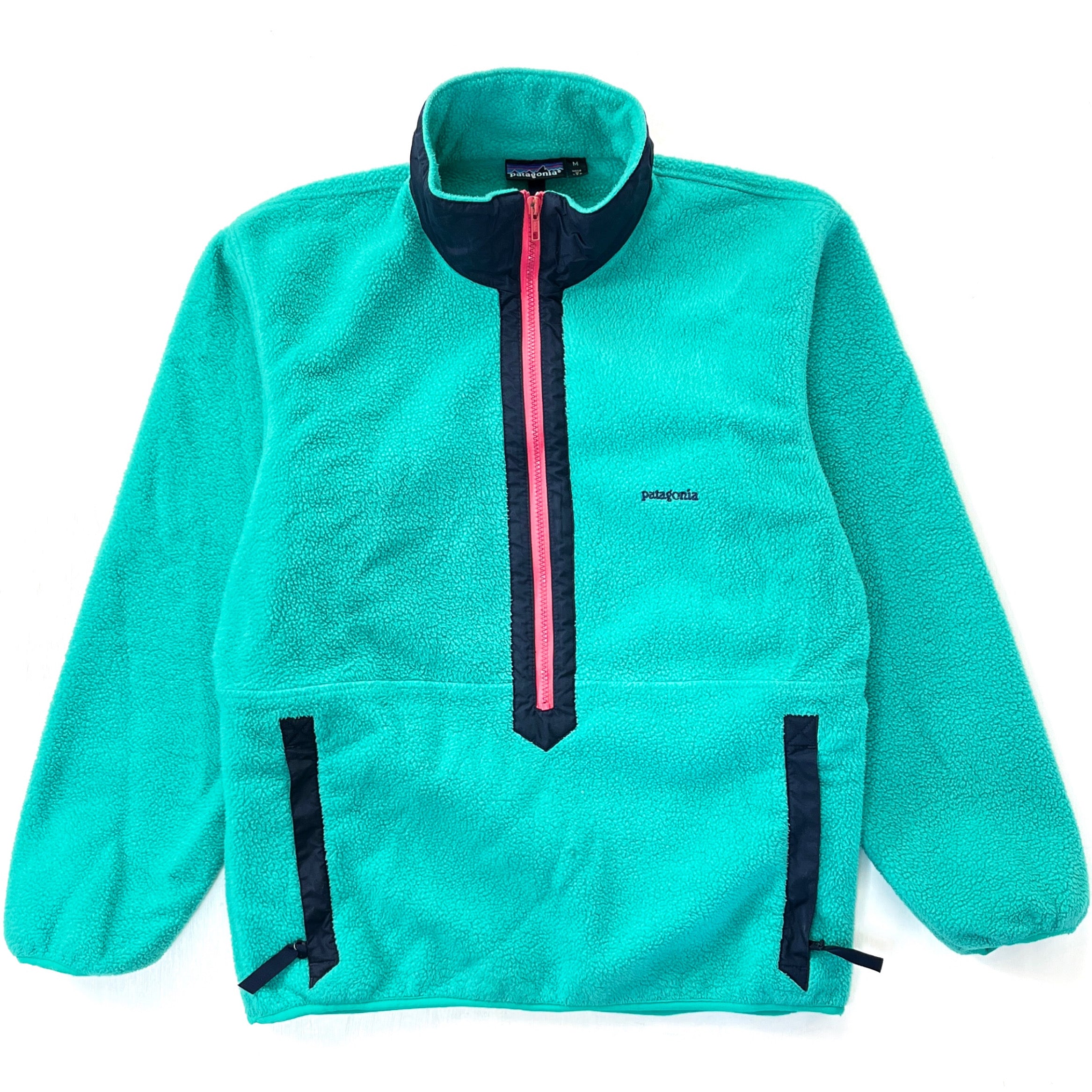 1989 Patagonia Made In The U.S.A. Half-Zip Synchilla Fleece Sweater, Teal (S)