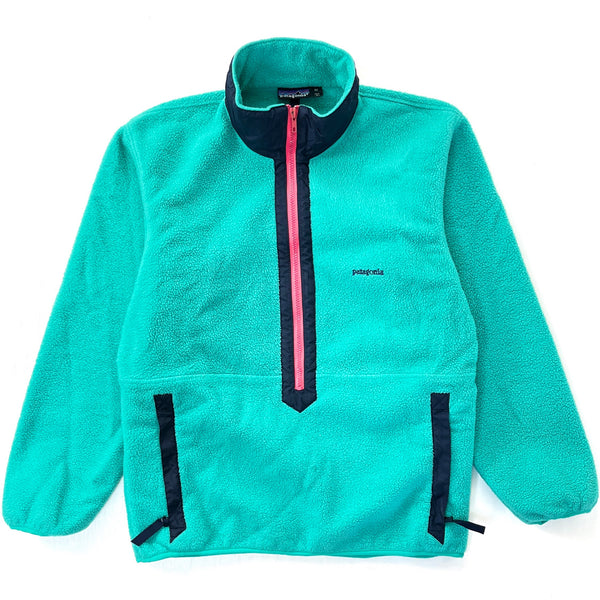 1989 Patagonia Made In The U.S.A. Half-Zip Synchilla Fleece Sweater, Teal (S)