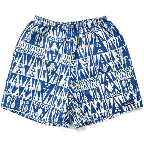 2017 Patagonia Mens 6” Printed Baggies Shorts, Tribal Geo: Superior Blue (S)