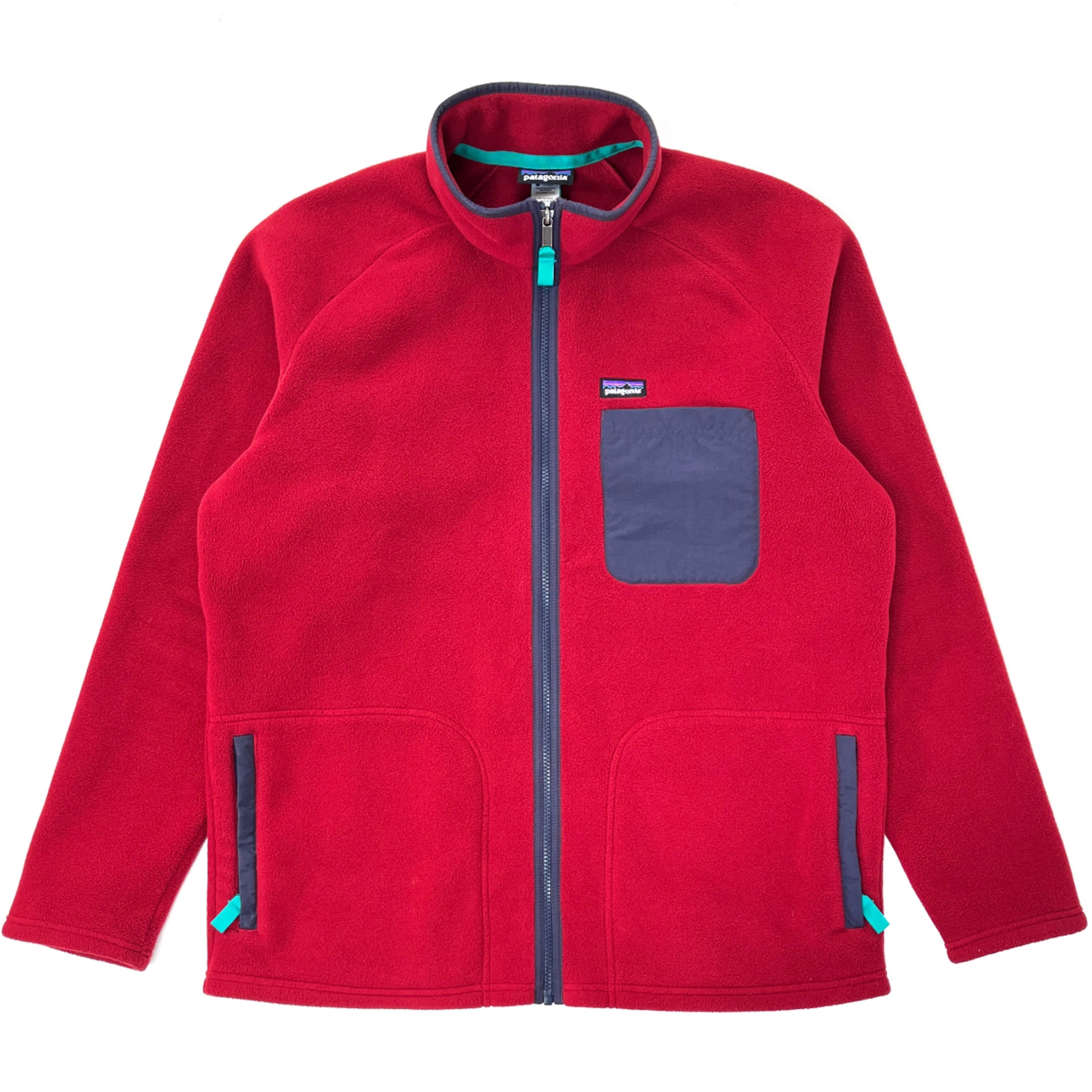 2013 Patagonia Karstens Full-Zip Fleece Jacket, Wax Red & Navy (XL)