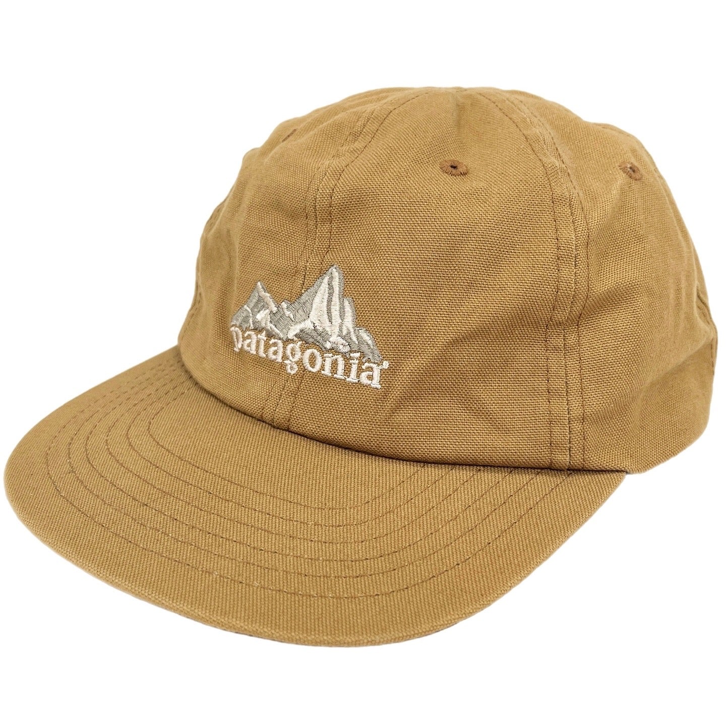 1997 Patagonia Made In The U.S.A. Fitz Roy Embroidered Canvas Cap, Golden Tan (L)