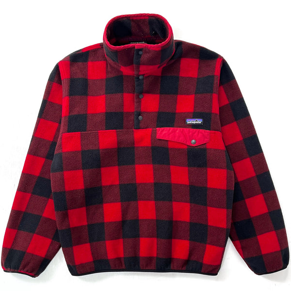 2014 Patagonia Printed Synchilla Snap-T, Fuzzy Plaid: Wax Red (S)