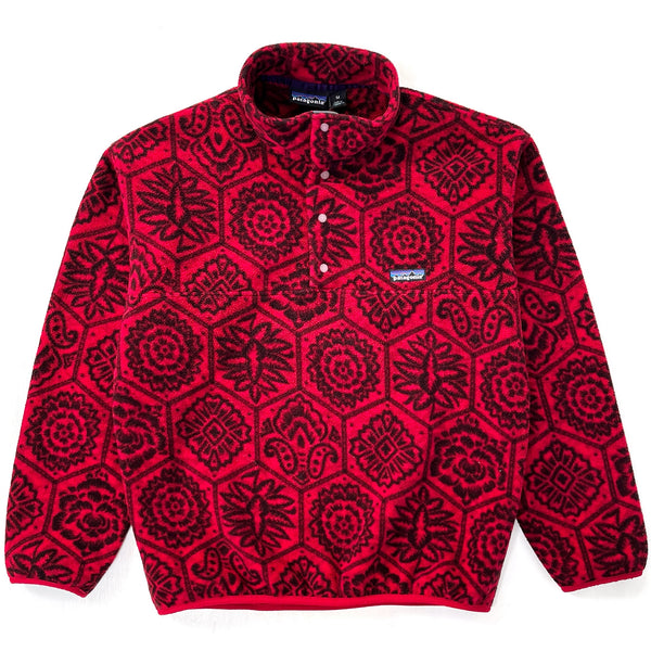 1995 Patagonia Printed Synchilla Snap-T, Nepali Hexagon: Burnt Chili (M)