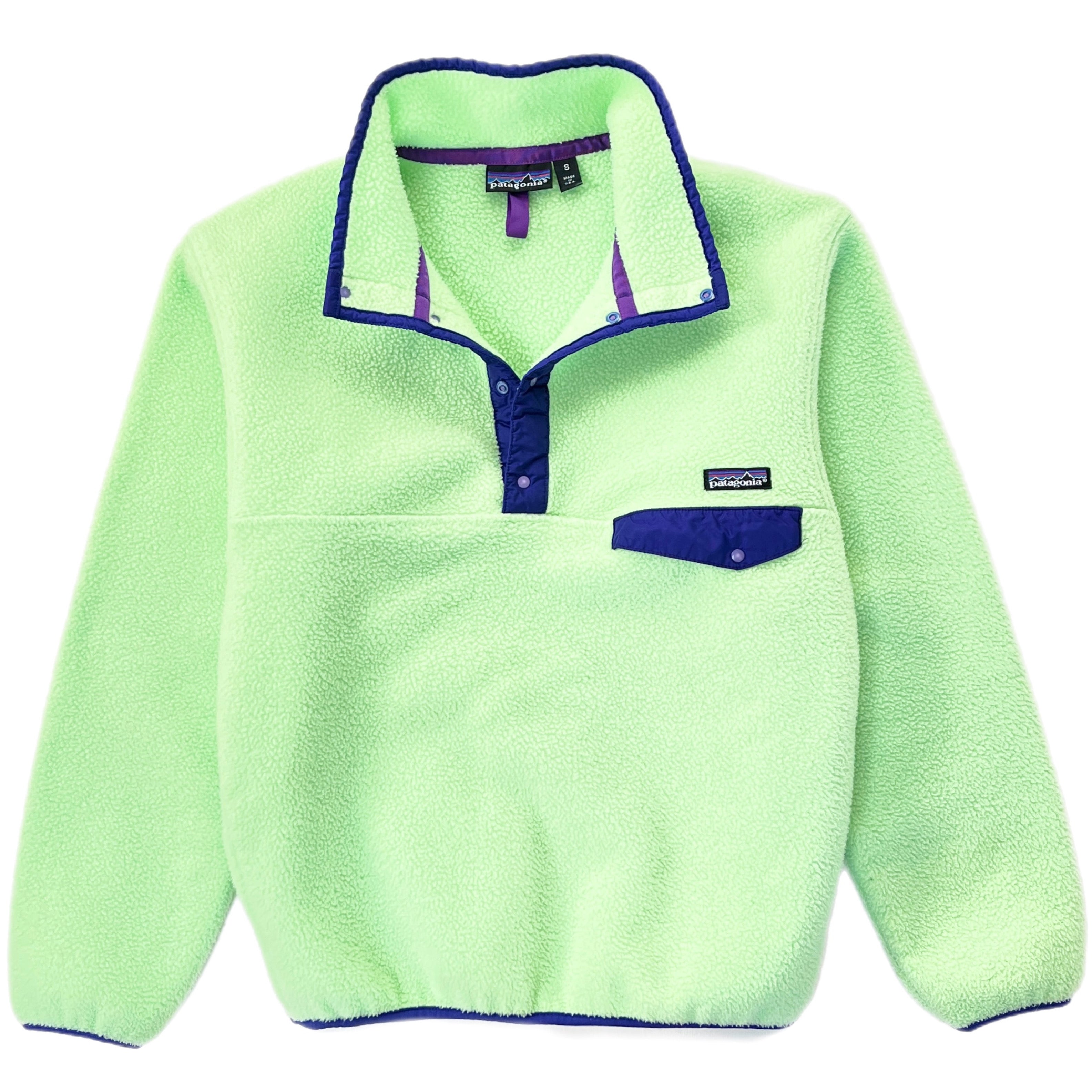 1991 Patagonia Made In The U.S.A. Synchilla Snap-T Fleece Pullover, Citrus (S)