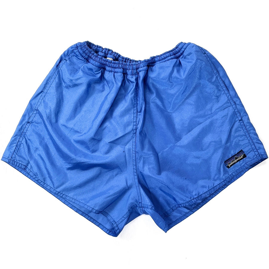1990 Patagonia Mens 3” Ripstop Nylon Baggies Lites Shorts, Light Blue (XS/S)
