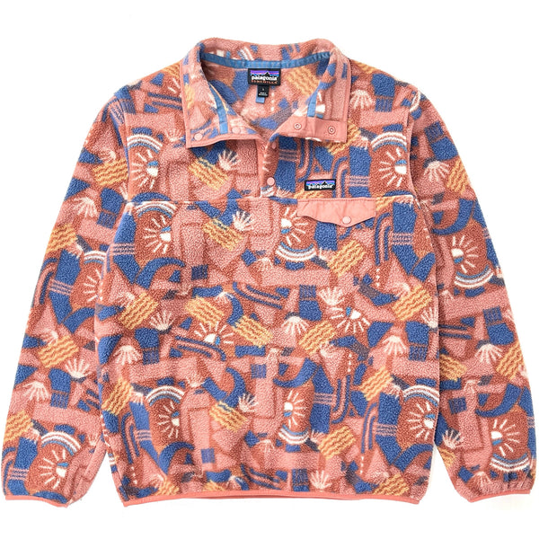 2019 Patagonia Womens Printed Synchilla Snap-T, Canyon Block: Sisu Brown (L)