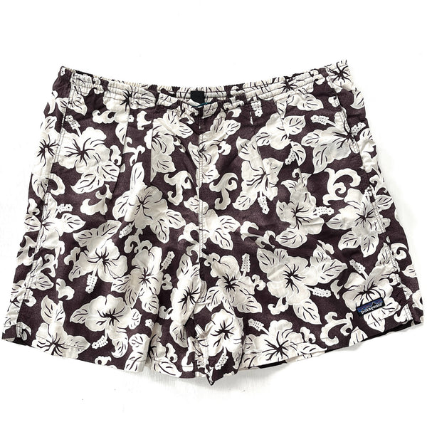 1999 Patagonia Mens 5” Printed Nylon Baggies Shorts, Tropical Print (XL)