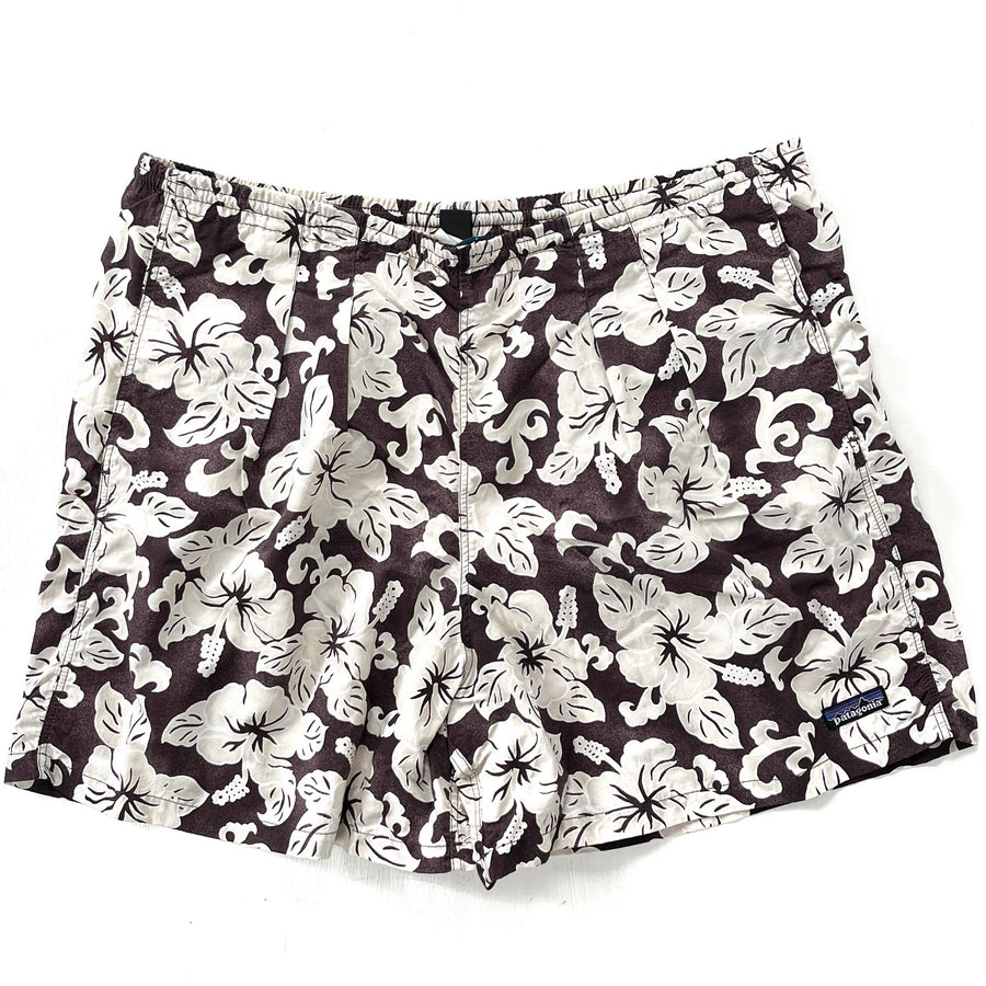 1999 Patagonia Mens 5” Printed Nylon Baggies Shorts, Tropical Print (XL)