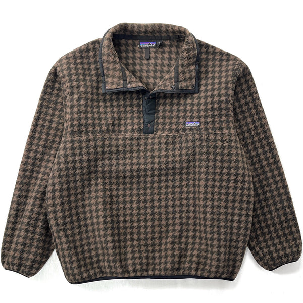 1990 Patagonia Printed Synchilla Snap-T, Houndstooth: Brown (XL)