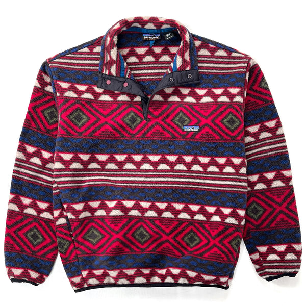 1996 Patagonia Made In The U.S.A. Printed Synchilla Snap-T, Saltillo: Burnt Chili (M)