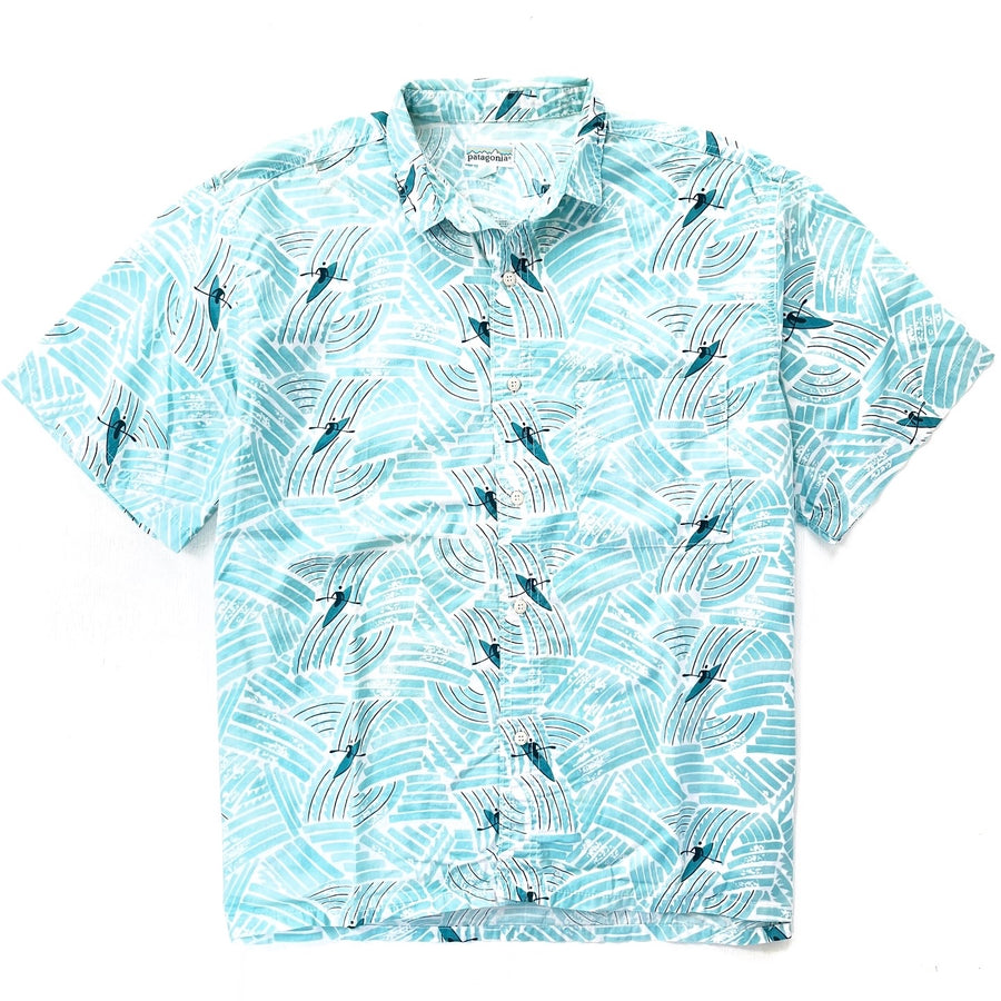 1990 Patagonia Made In The U.S.A. Mens A/C Cotton Print Shirt, Paddlers (L)