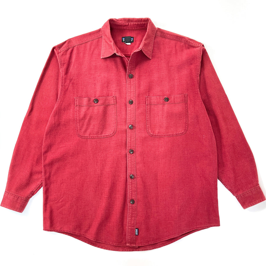 1995 Patagonia Heavyweight Linen & Cotton Twill Work Shirt, Rust Red (XL)