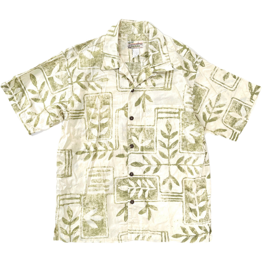 2005 Patagonia Limited Edition Organic Cotton Pataloha Shirt, Leaf Print (M)