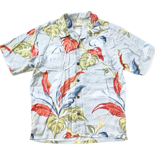 2004 Patagonia Limited Edition Pataloha Print Shirt, Light Blue Tropical Print (M)