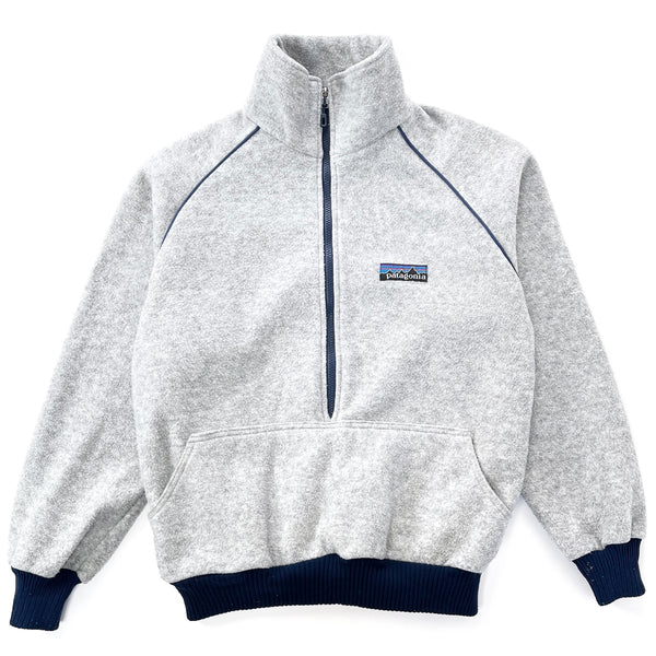 1980s Patagonia Big Label Bunting Half-Zip Fleece Pullover, Light Grey & Navy (M/L)