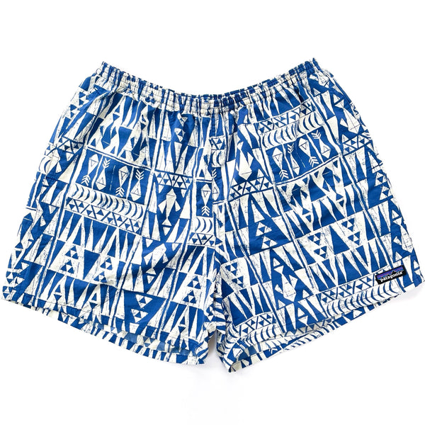 2017 Patagonia Mens 5” Printed Baggies Shorts, Tribal Geo: Superior Blue (L)
