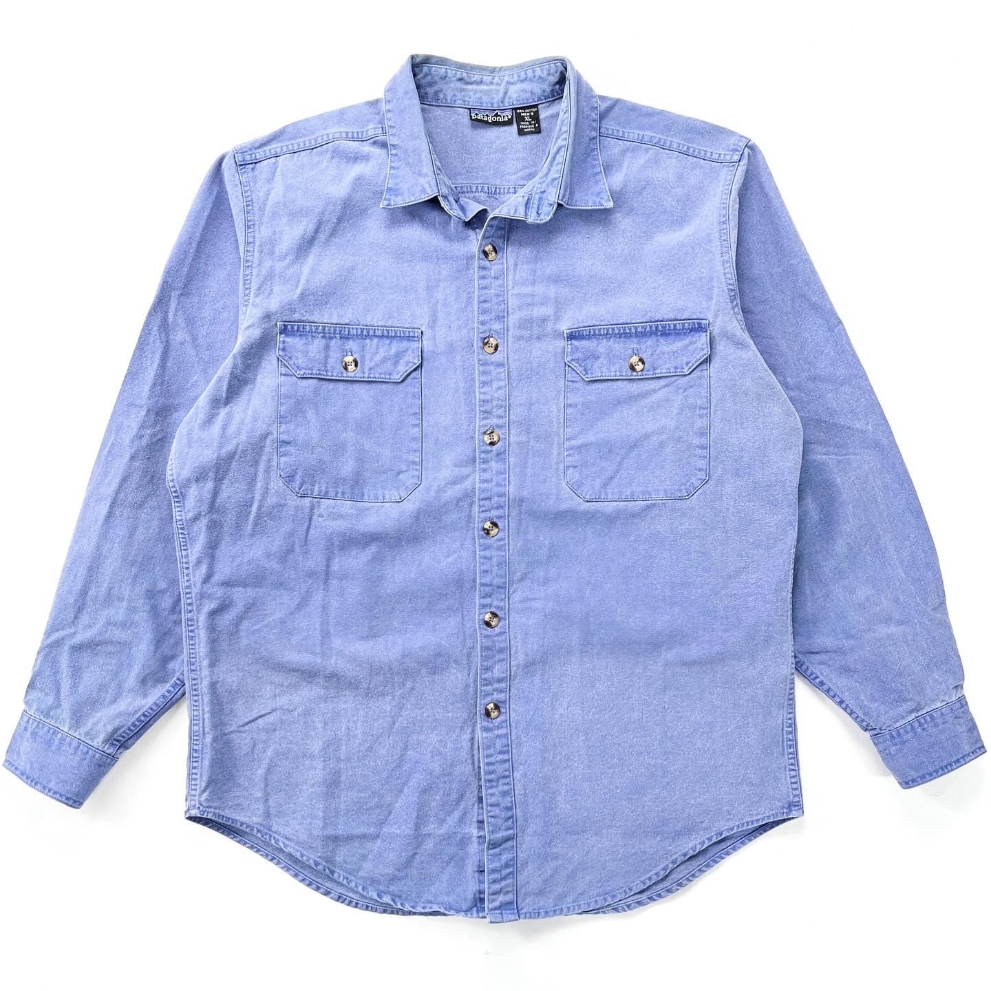 1992 Patagonia Garment Dyed Canvas Shirt, Prussian Blue (XL)