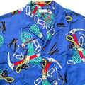 1980s Chouinard Equipment Mens Rayon Hawaiian Shirt, Climbing Gear Print (XL)