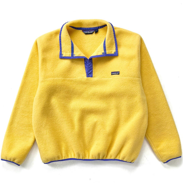 1988 Patagonia Synchilla Snap T-Neck, Yellow & Purple (XL)