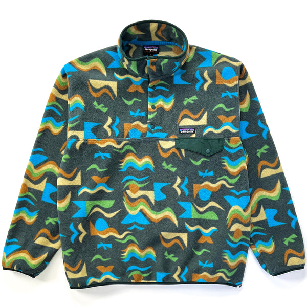 2021 Patagonia Printed Synchilla Snap-T, Arctic Collage: Northern Green (L/XL)