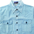 1970s Patagonia “Big Label” Cotton Canvas Shirt, Light Blue (M)