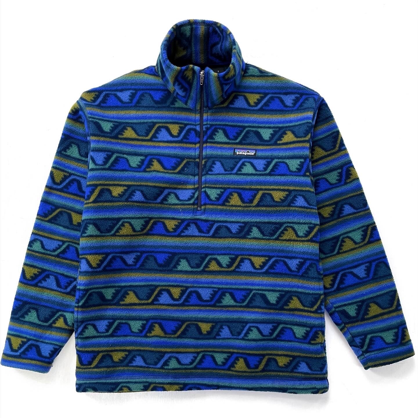 1999 Patagonia Printed Synchilla Sweater, Delta: Navy Blue (S)