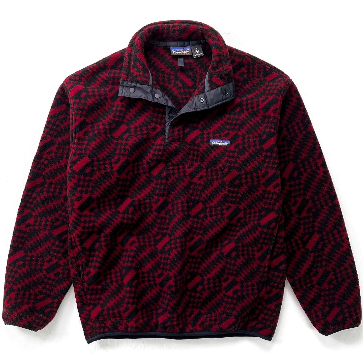 1998 Patagonia Printed Synchilla Snap-T, P’op: Black & Red (M)