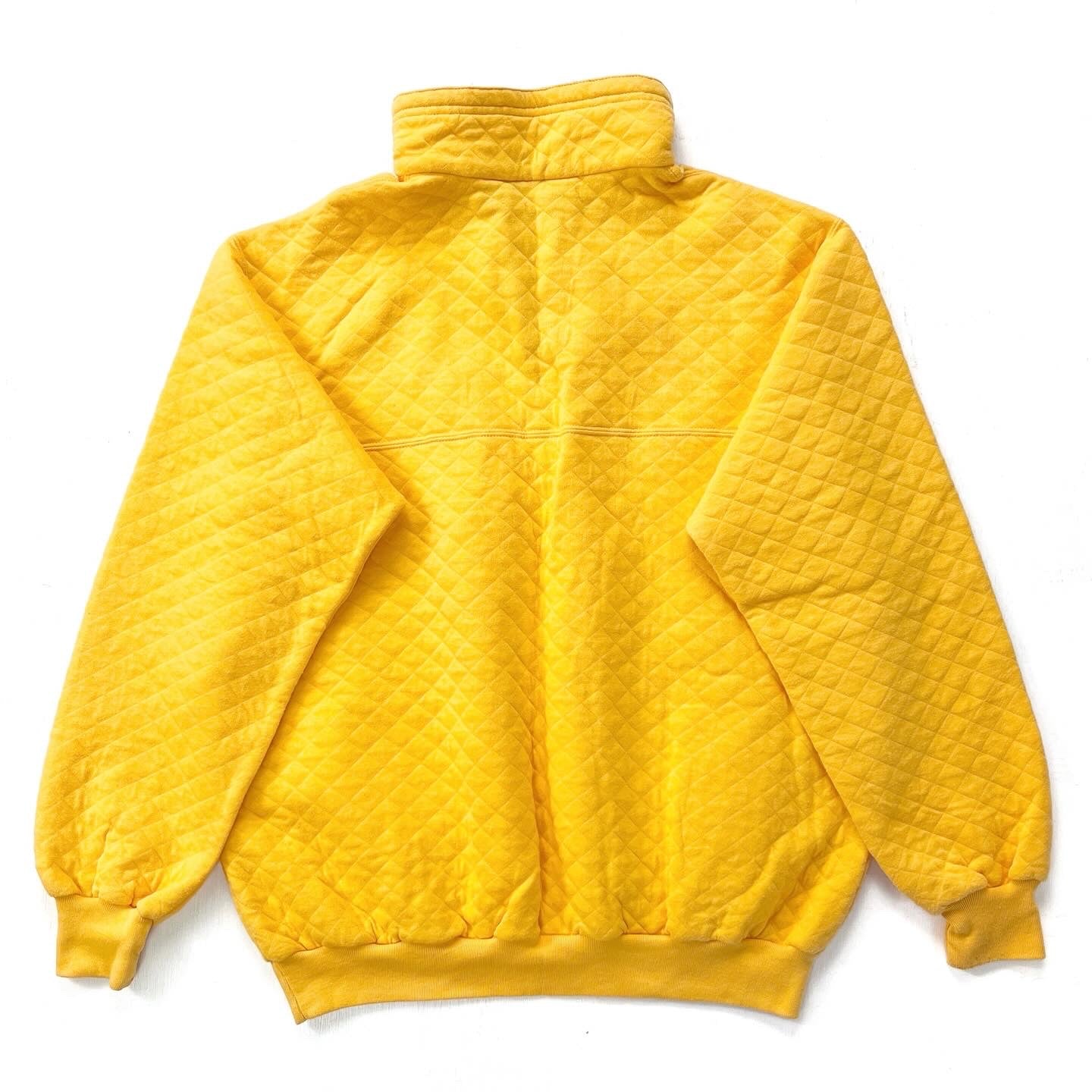 1986 Patagonia Cotton Diamond Quilt Snap-T, Yellow & Cobalt (L)