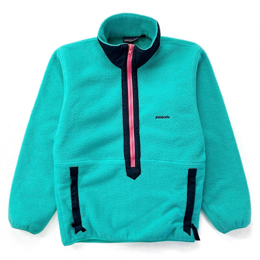 1989 Patagonia Made In The U.S.A. Half-Zip Synchilla Sweater, Teal (S)