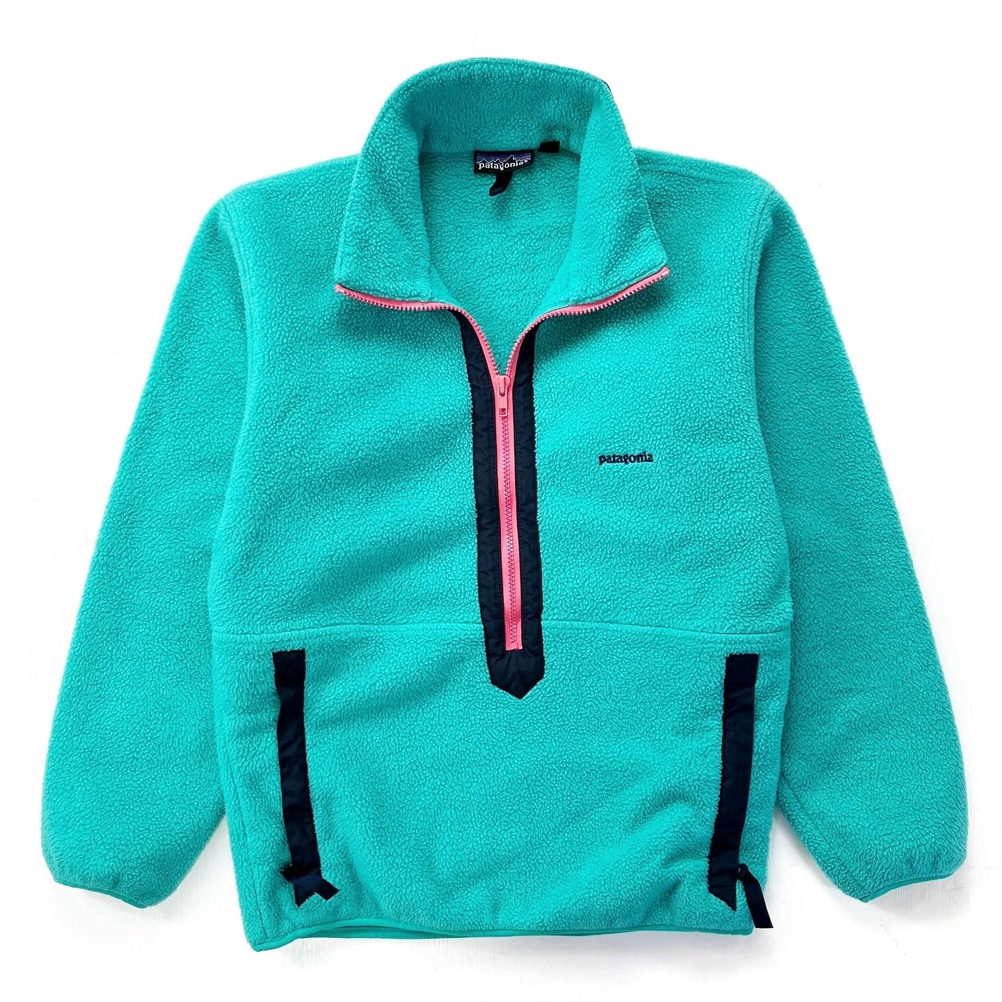 1989 Patagonia Made In The U.S.A. Half-Zip Synchilla Sweater, Teal (S)