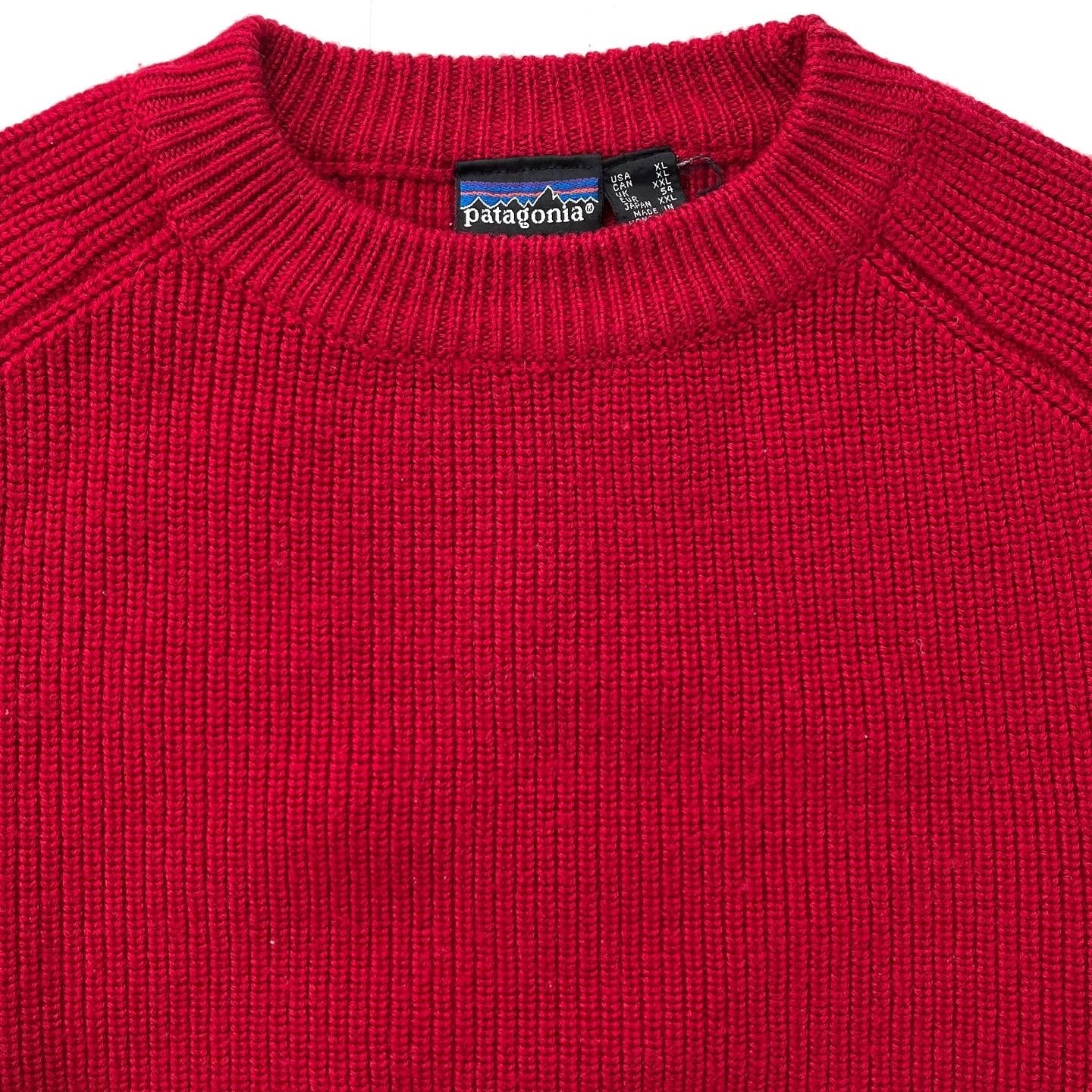1982 Patagonia Chamonix Heavy Wool Guide Sweater, Red (L)