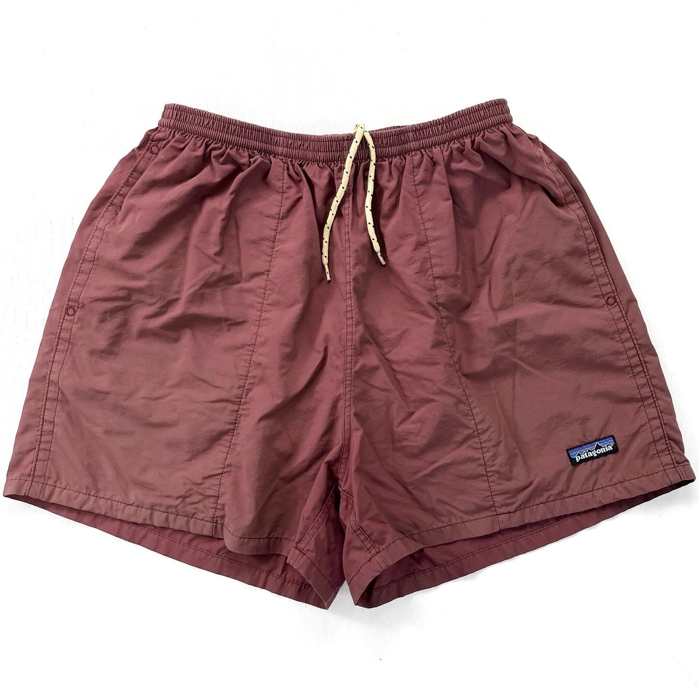 1999 Patagonia Mens 3.5” Nylon Baggies Shorts, Light Raisin (M)