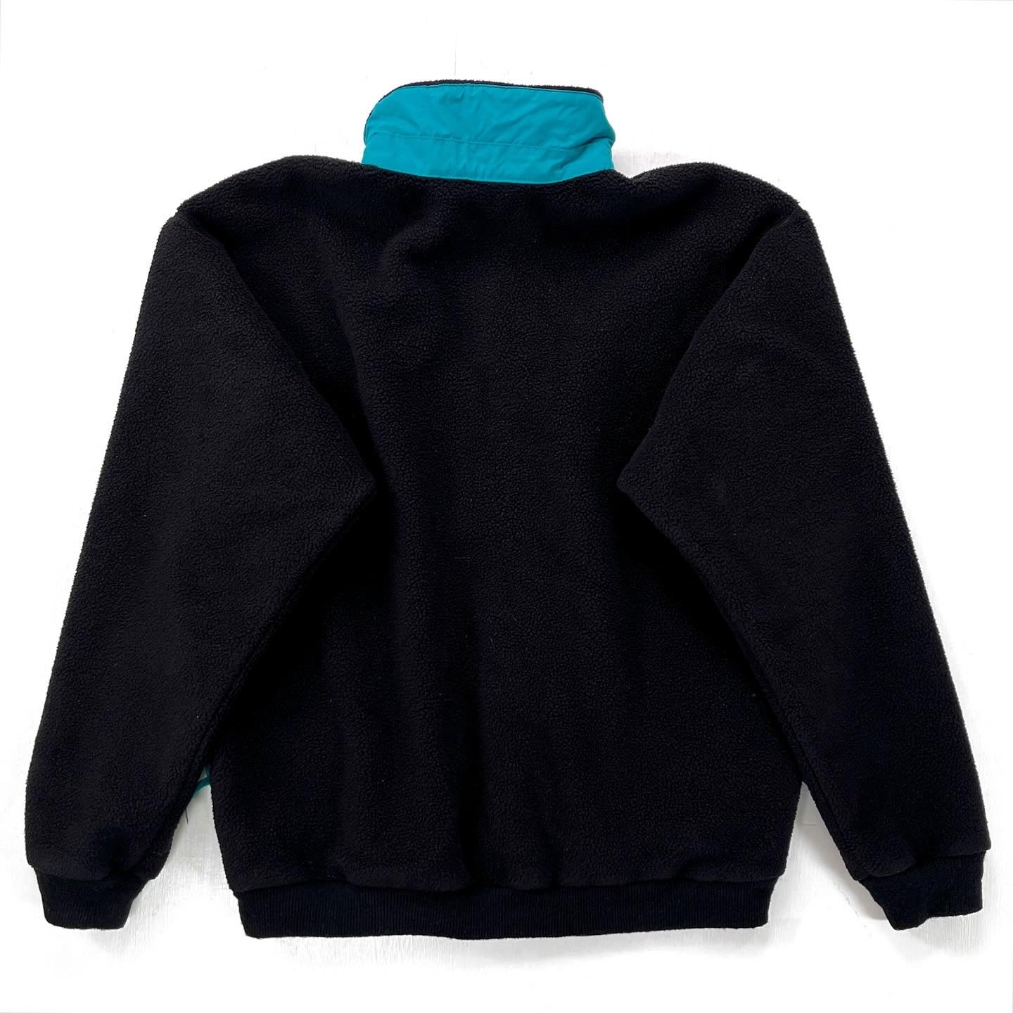1988 Patagonia Heavy Synchilla Half-Zip Sweater, Black & Teal (M)