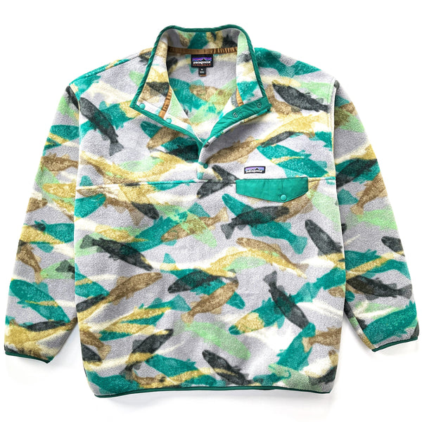 2016 Patagonia Printed Synchilla Snap-T, Trout Tails: Legend Green (XL)