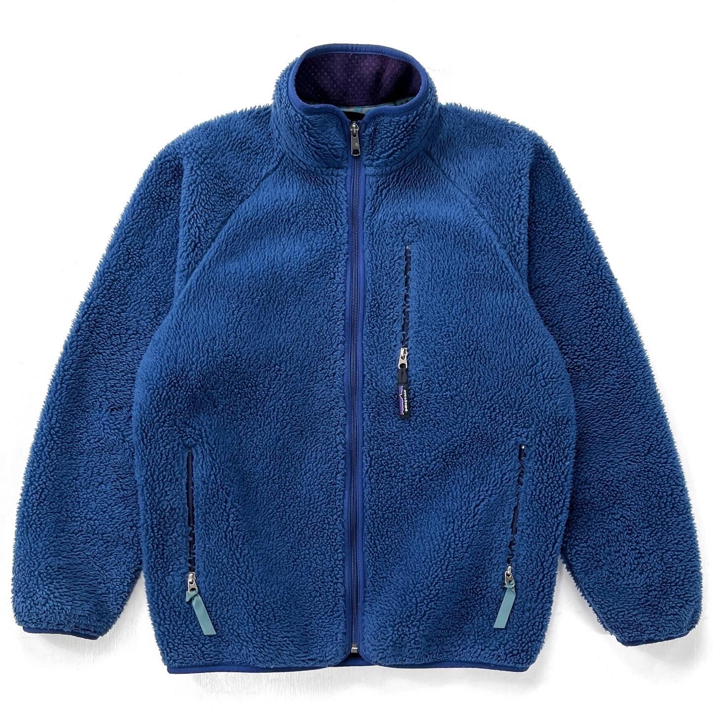 1996 Patagonia Made In The U.S.A. Retro Pile Cardigan, Blueberry (M)
